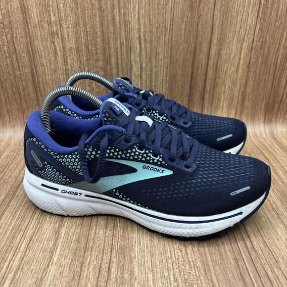Brooks Womens Ghost 14 Peacoat/Yucca/Navy Running Shoes Size 9 B - Picture 1 of 8